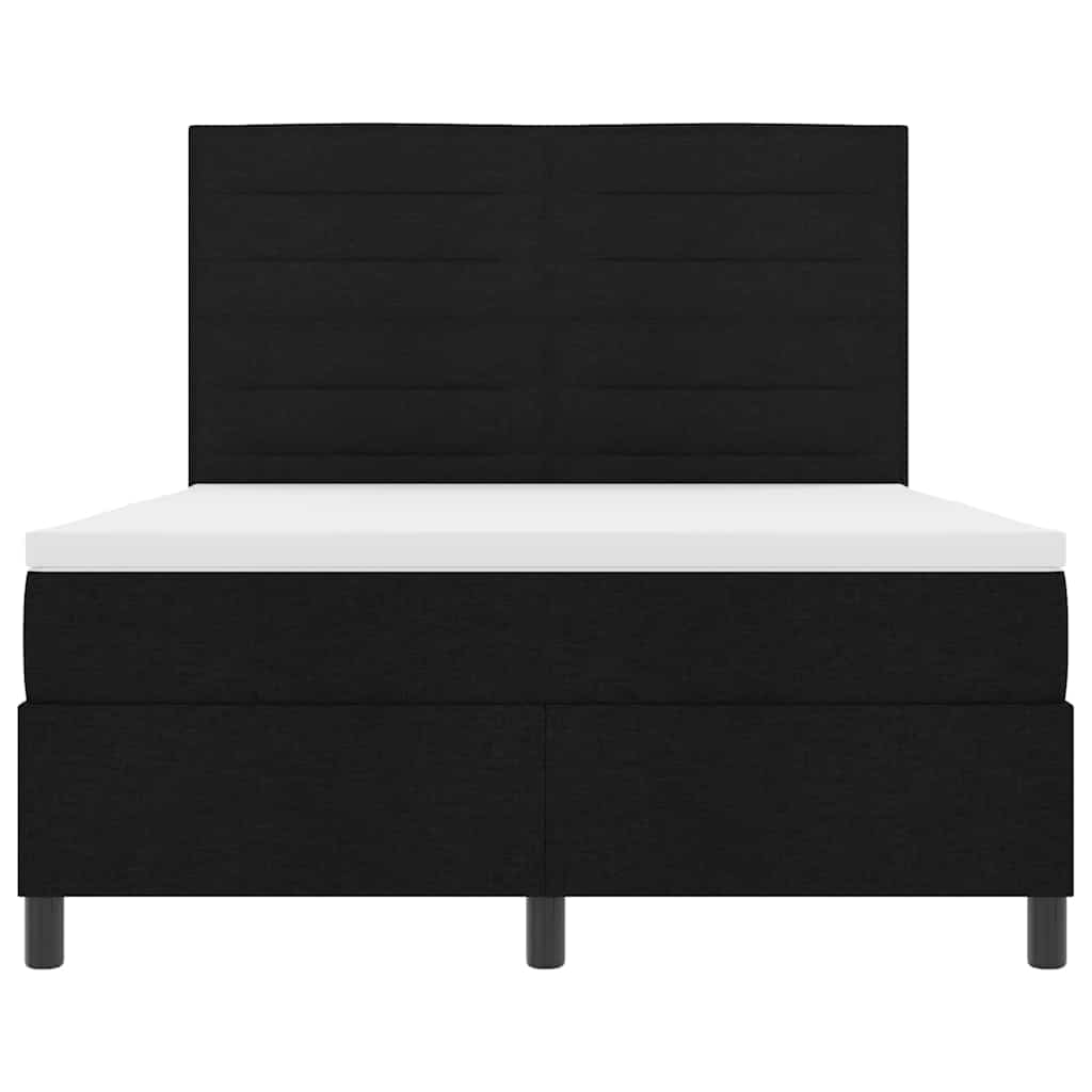Boxspring bed met matras met LED Zwart 140 x 200 cm Stof is nu te koop bij PeponiXL, paradijselijk wonen!