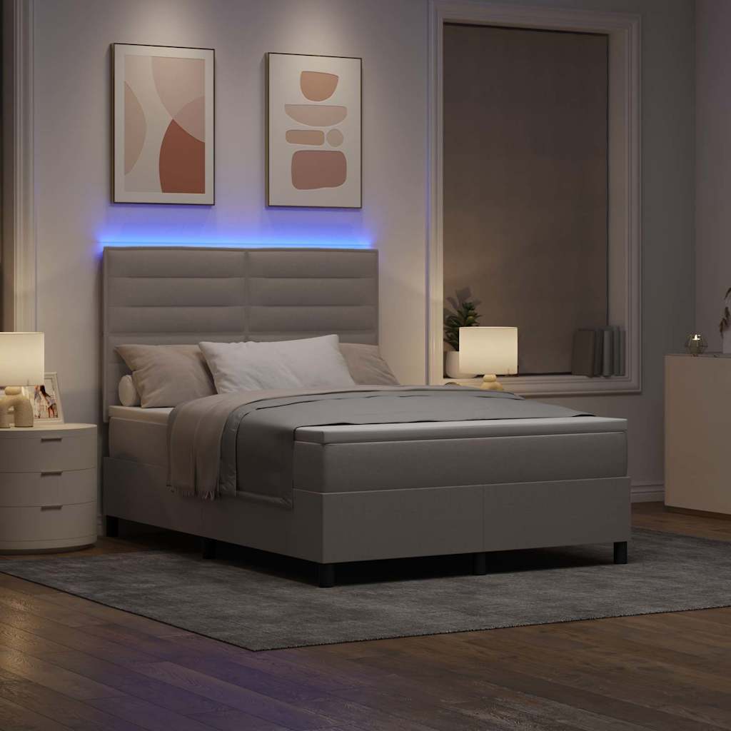 Boxspring bed met matras met LED Taupe 140 x 200 cm Stof is nu te koop bij PeponiXL, paradijselijk wonen!