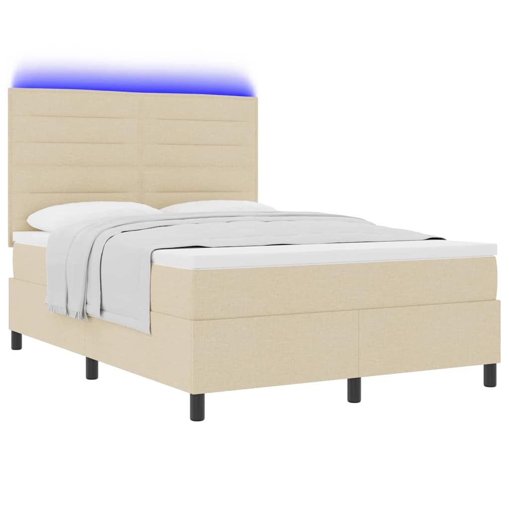 Boxspring bed met matras met LED Crème 140 x 200 cm Stof is nu te koop bij PeponiXL, paradijselijk wonen!