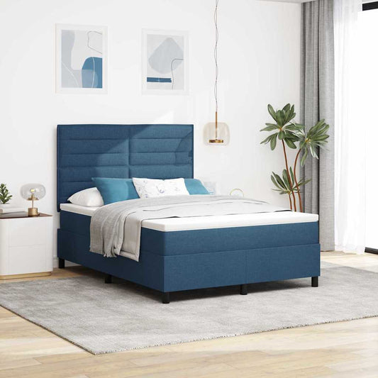 Boxspring bed met matras met LED Blauw 140 x 200 cm Stof is nu te koop bij PeponiXL, paradijselijk wonen!