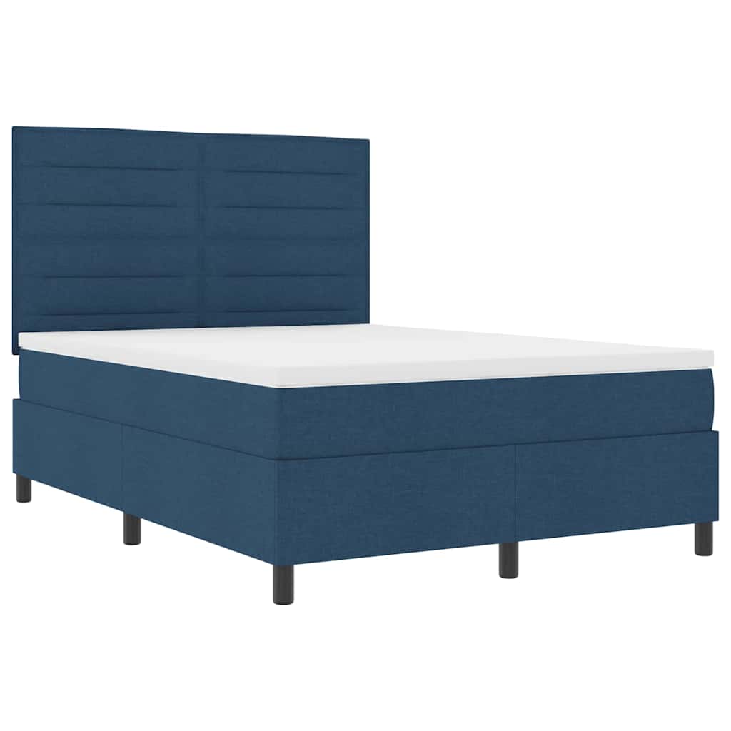 Boxspring bed met matras met LED Blauw 140 x 200 cm Stof is nu te koop bij PeponiXL, paradijselijk wonen!