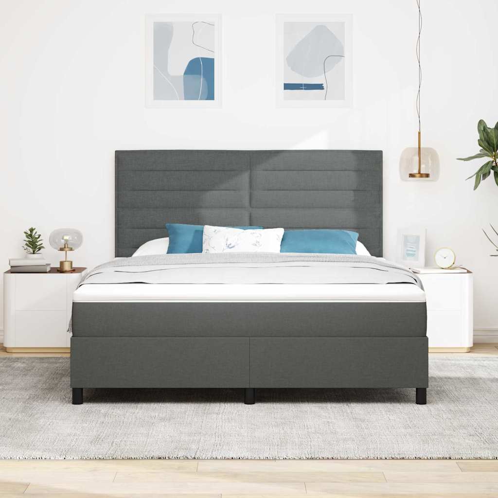 Boxspring bed met matras met LED Donkergrijs 180 x 200 cm Stof is nu te koop bij PeponiXL, paradijselijk wonen!