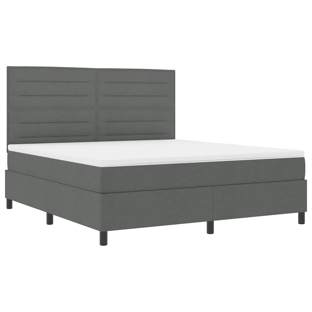 Boxspring bed met matras met LED Donkergrijs 180 x 200 cm Stof is nu te koop bij PeponiXL, paradijselijk wonen!