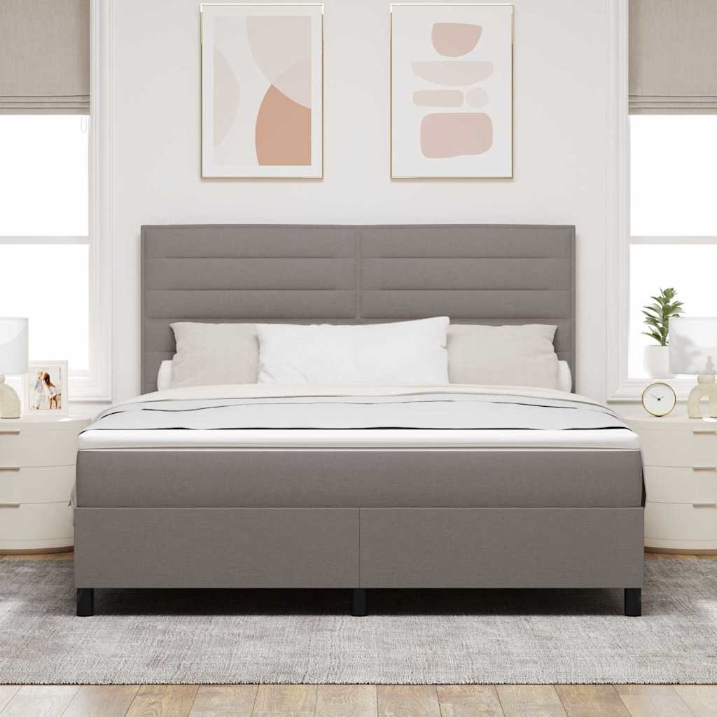 Boxspring bed met matras met LED Taupe 180 x 200 cm Stof is nu te koop bij PeponiXL, paradijselijk wonen!