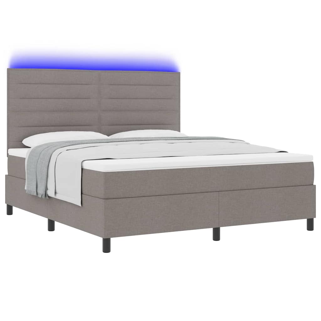 Boxspring bed met matras met LED Taupe 180 x 200 cm Stof is nu te koop bij PeponiXL, paradijselijk wonen!