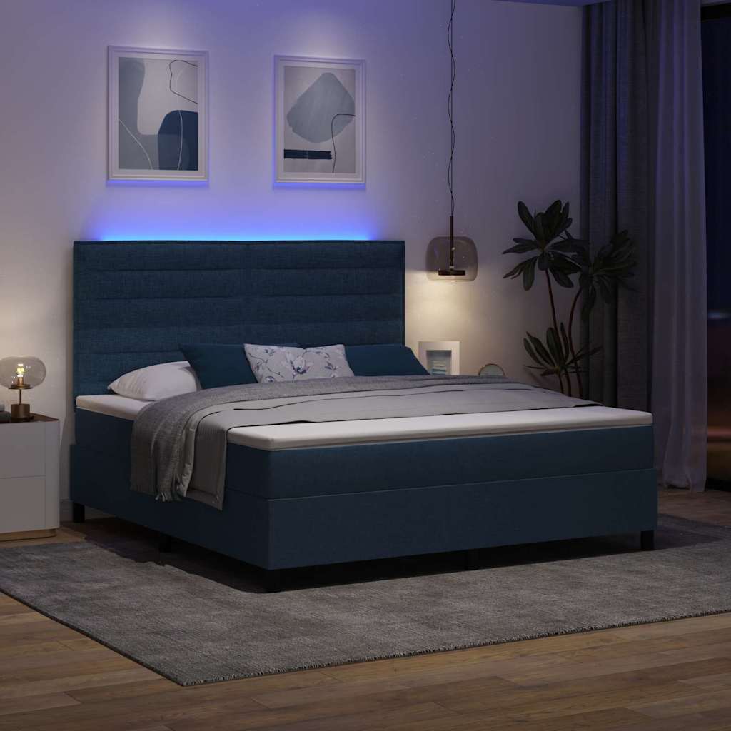 Boxspring bed met matras met LED Blauw 180 x 200 cm Stof is nu te koop bij PeponiXL, paradijselijk wonen!