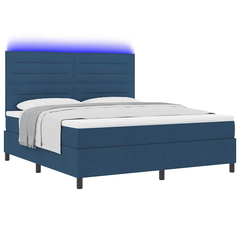 Boxspring bed met matras met LED Blauw 180 x 200 cm Stof is nu te koop bij PeponiXL, paradijselijk wonen!