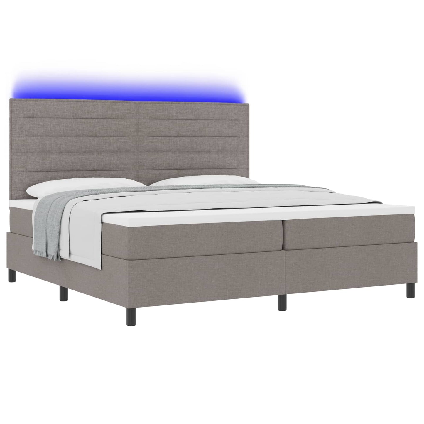 Boxspring bed met matras met LED Taupe 200 x 200 cm Stof is nu te koop bij PeponiXL, paradijselijk wonen!