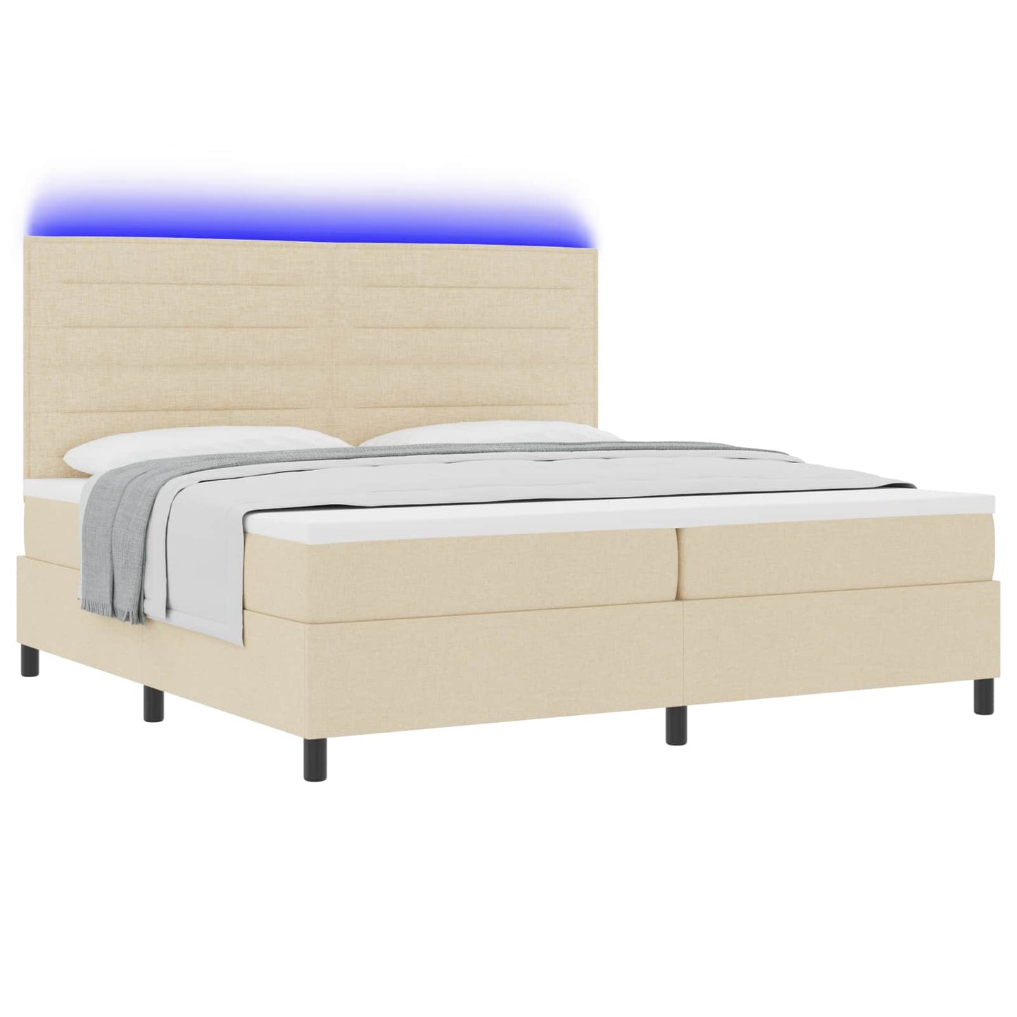 Boxspring bed met matras met LED Crème 200 x 200 cm Stof is nu te koop bij PeponiXL, paradijselijk wonen!