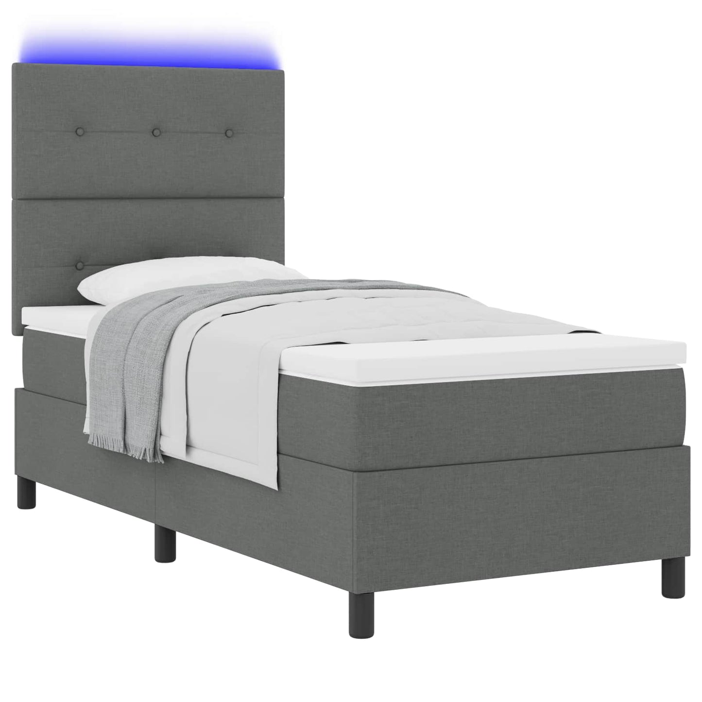 Boxspring bed met matras met LED Donkergrijs 80 x 200 cm Stof is nu te koop bij PeponiXL, paradijselijk wonen!