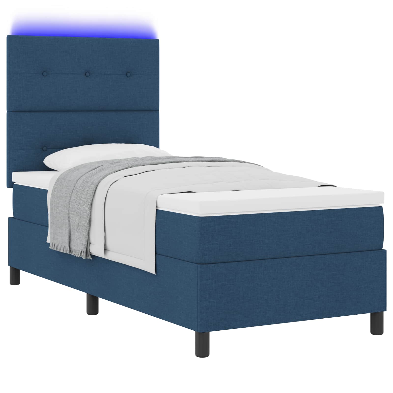 Boxspring bed met matras met LED Blauw 80 x 200 cm Stof is nu te koop bij PeponiXL, paradijselijk wonen!