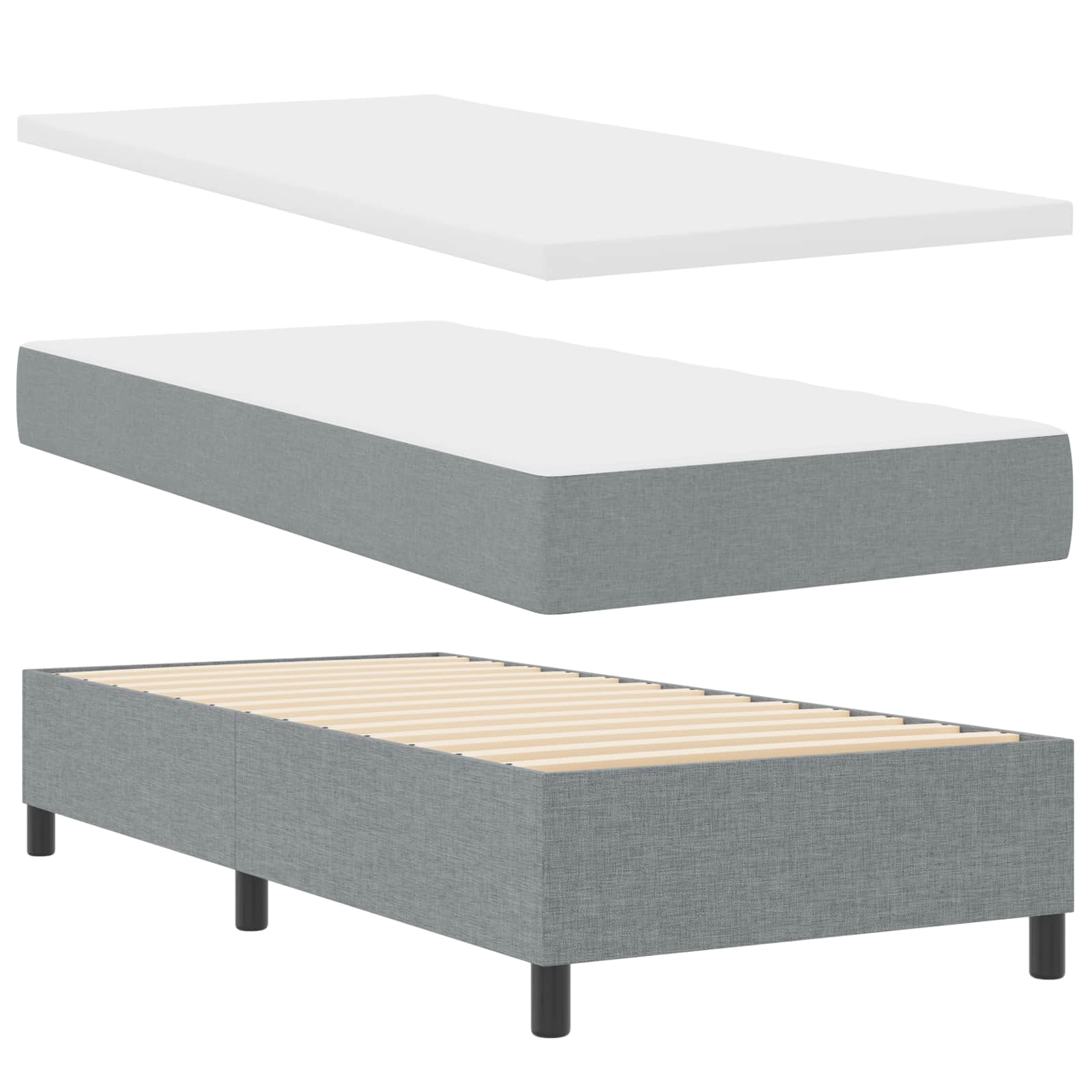 Boxspring bed met matras met LED Lichtgrijs 90 x 190 cm Stof is nu te koop bij PeponiXL, paradijselijk wonen!