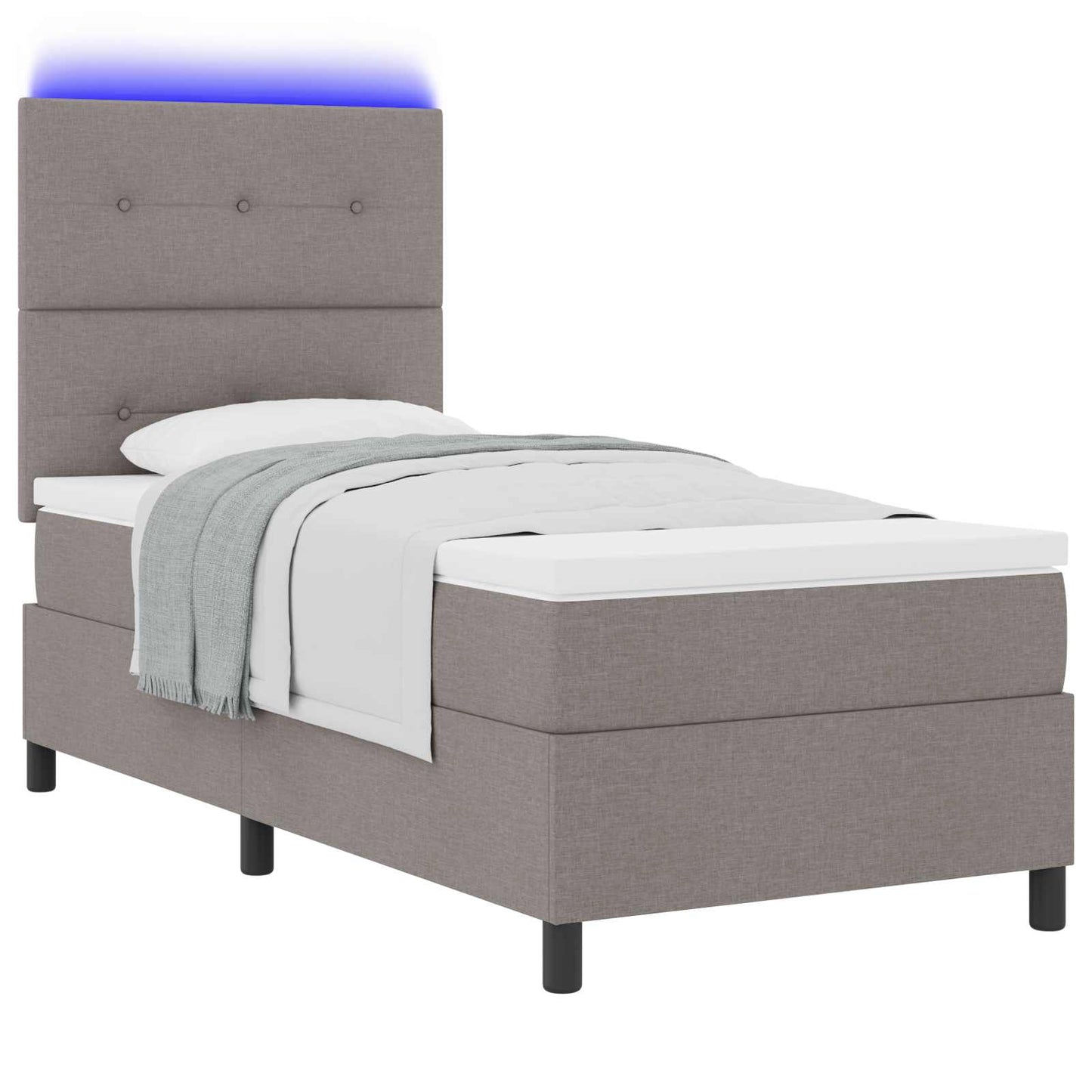 Boxspring bed met matras met LED Taupe 90 x 190 cm Stof is nu te koop bij PeponiXL, paradijselijk wonen!