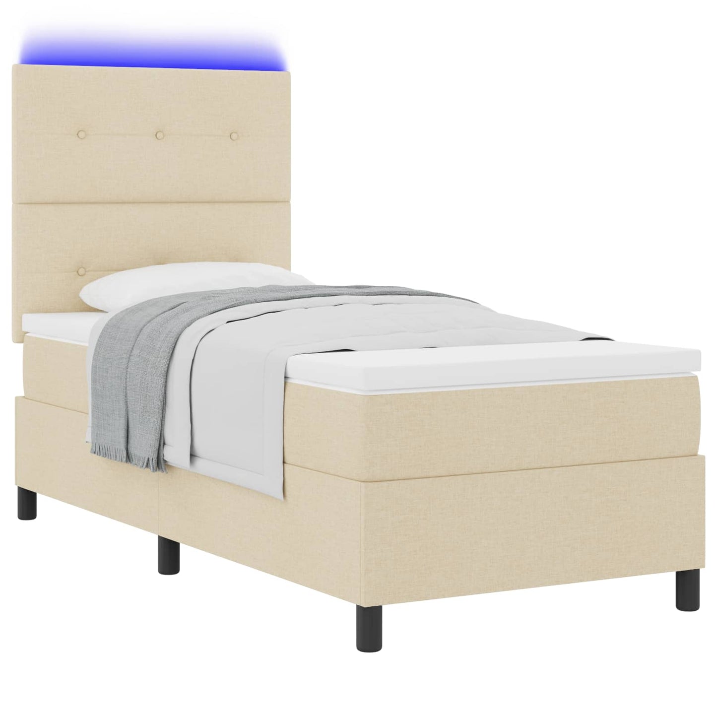 Boxspring bed met matras met LED Crème 90 x 190 cm Stof is nu te koop bij PeponiXL, paradijselijk wonen!