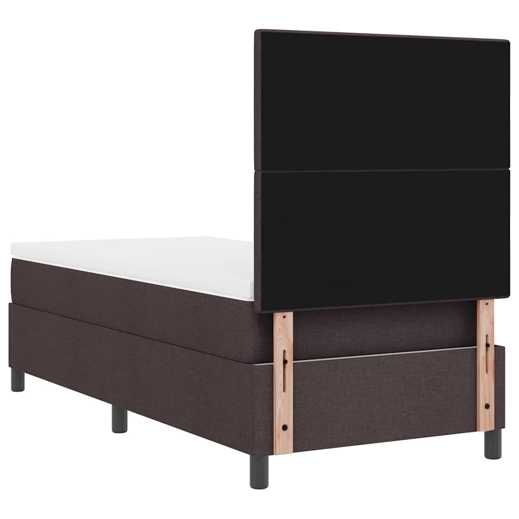 Boxspring bed met matras met LED Donkerbruin 90 x 200 cm Stof is nu te koop bij PeponiXL, paradijselijk wonen!