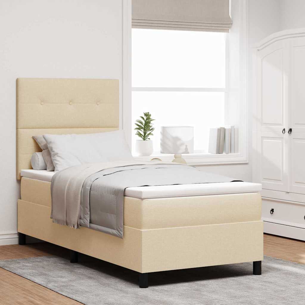 Boxspring bed met matras met LED Crème 100 x 200 cm Stof is nu te koop bij PeponiXL, paradijselijk wonen!