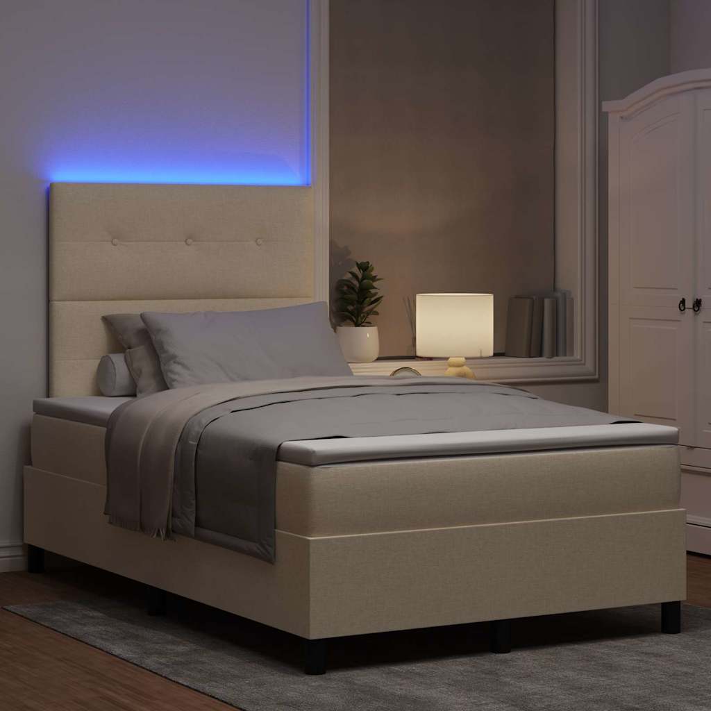 Boxspring bed met matras met LED Crème 120 x 190 cm Stof is nu te koop bij PeponiXL, paradijselijk wonen!