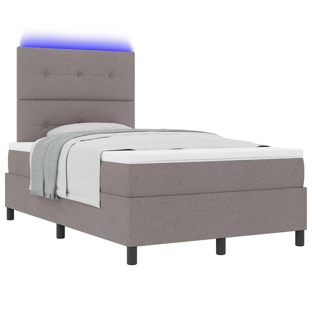 Boxspring bed met matras met LED Taupe 120 x 200 cm Stof is nu te koop bij PeponiXL, paradijselijk wonen!