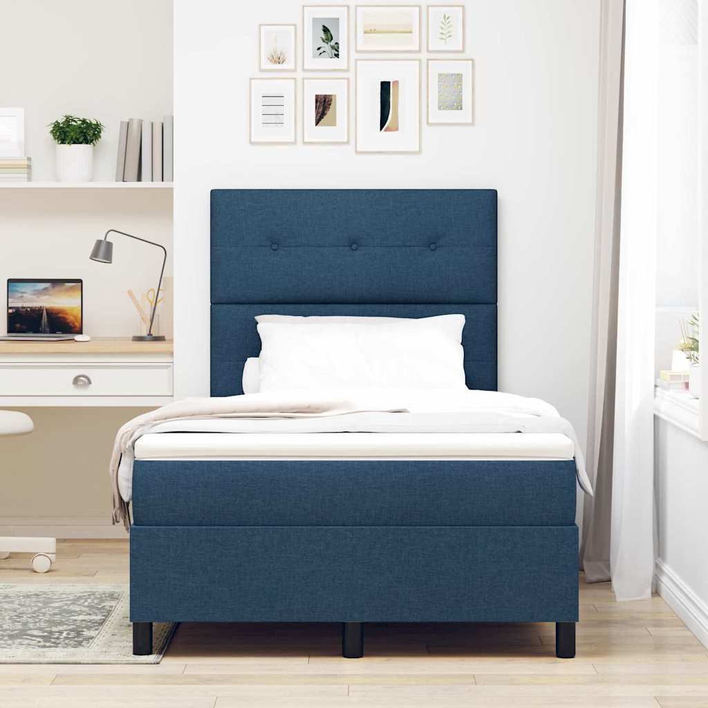 Boxspring bed met matras met LED Blauw 120 x 200 cm Stof is nu te koop bij PeponiXL, paradijselijk wonen!
