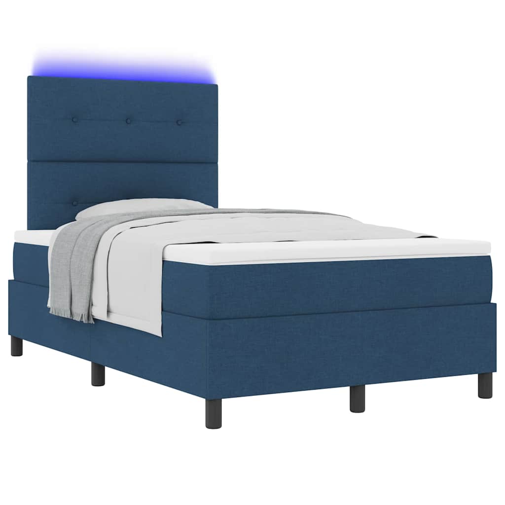 Boxspring bed met matras met LED Blauw 120 x 200 cm Stof is nu te koop bij PeponiXL, paradijselijk wonen!