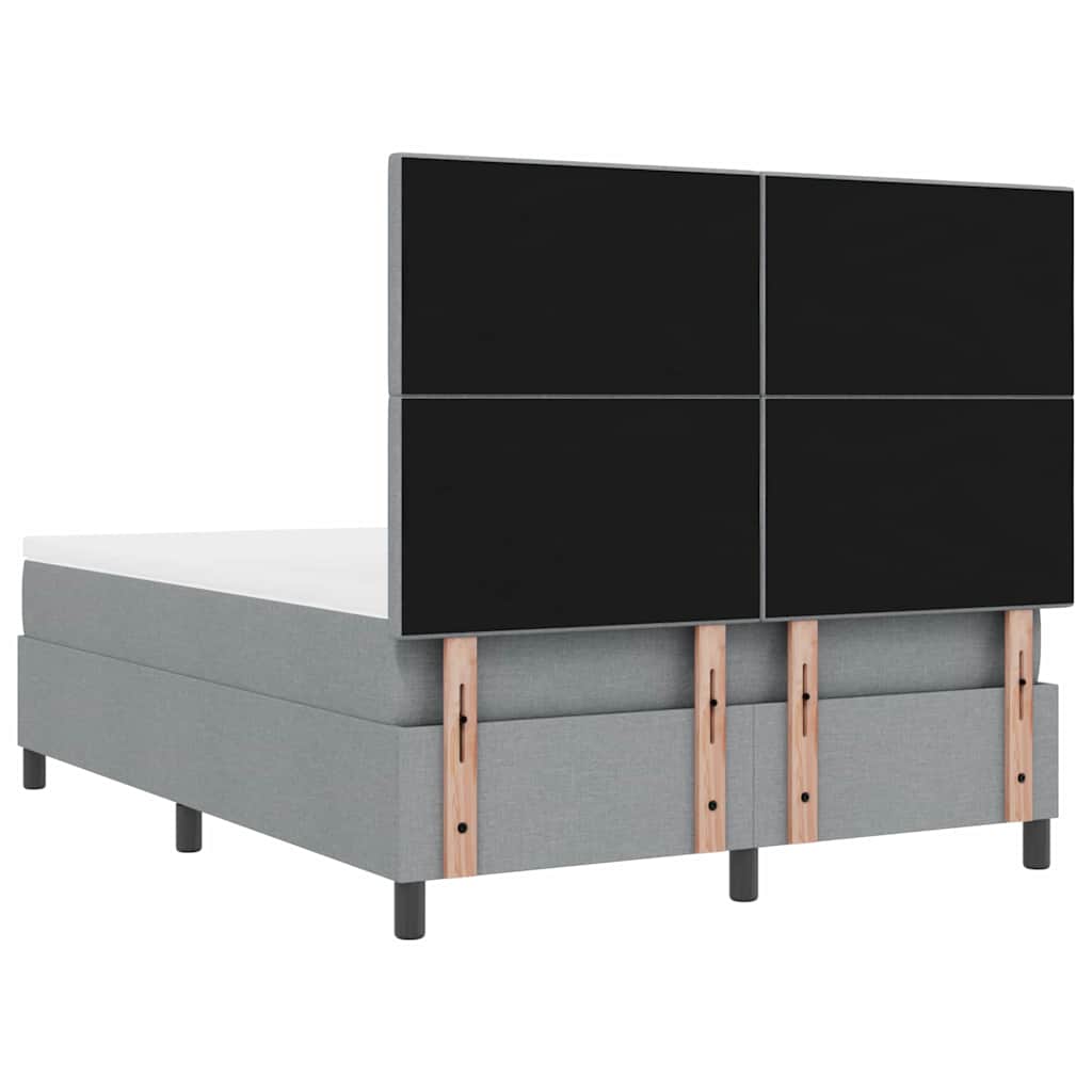 Boxspring bed met matras met LED Lichtgrijs 140 x 190 cm Stof is nu te koop bij PeponiXL, paradijselijk wonen!