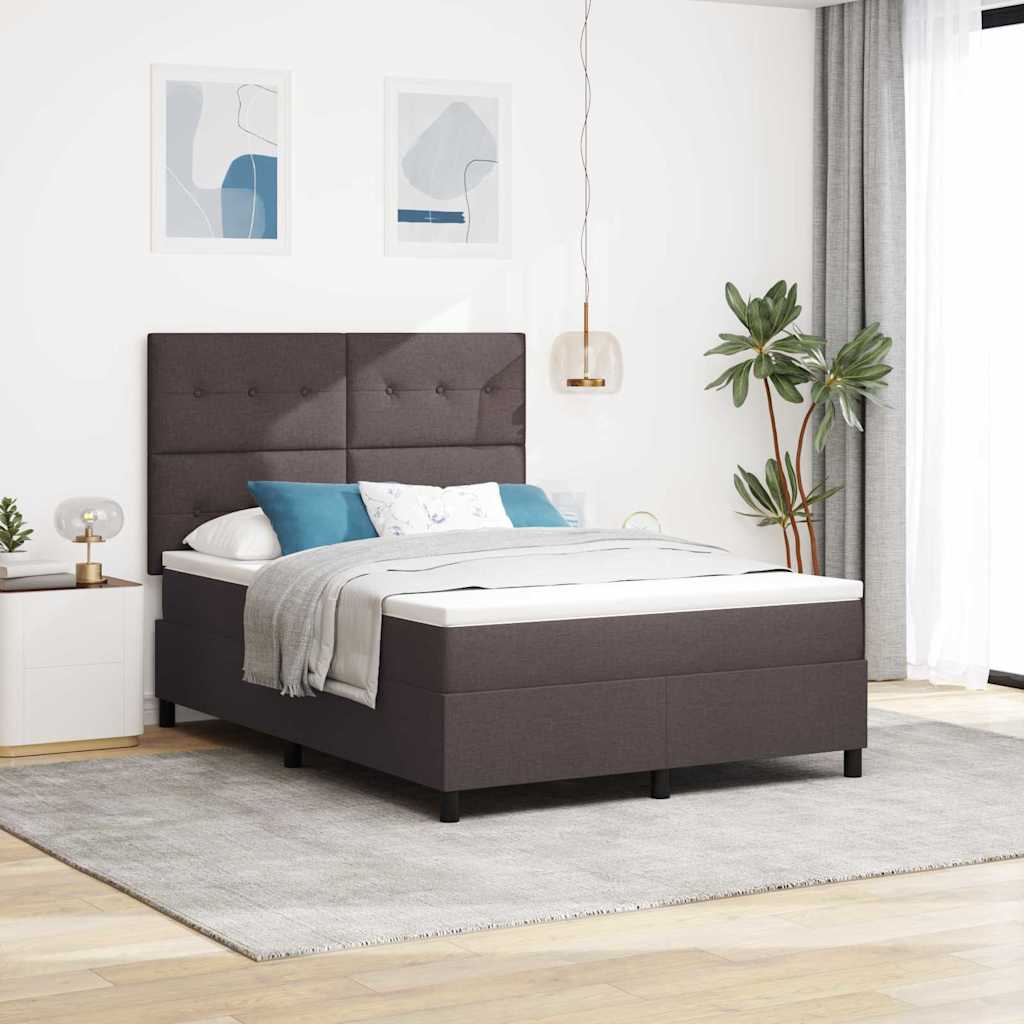 Boxspring bed met matras met LED Donkerbruin 140 x 190 cm Stof is nu te koop bij PeponiXL, paradijselijk wonen!