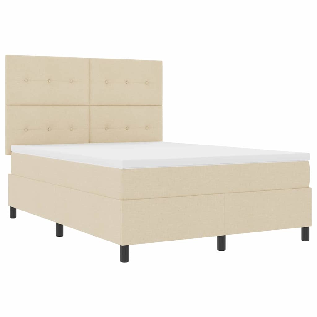 Boxspring bed met matras met LED Crème 140 x 190 cm Stof is nu te koop bij PeponiXL, paradijselijk wonen!