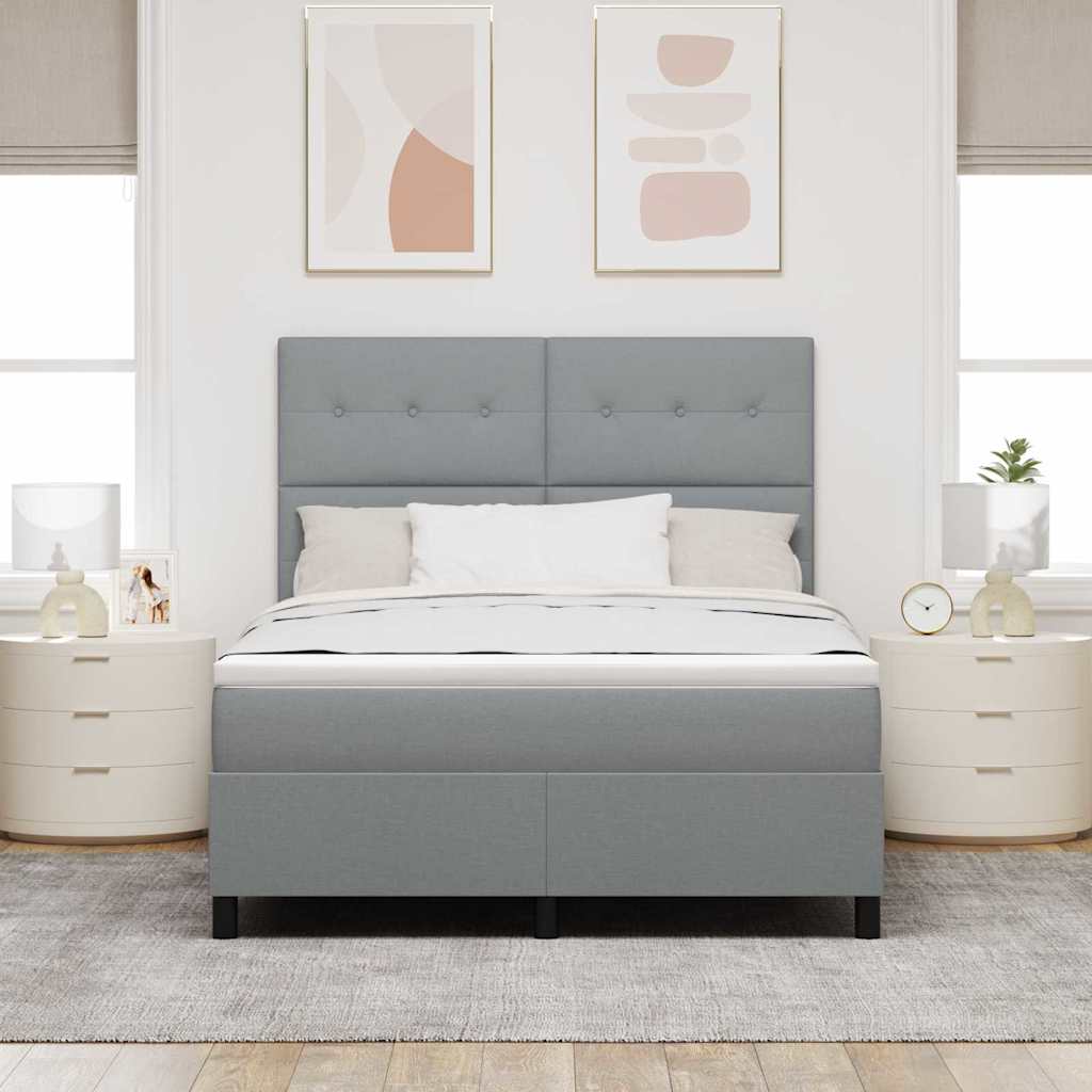 Boxspring bed met matras met LED Lichtgrijs 140 x 200 cm Stof is nu te koop bij PeponiXL, paradijselijk wonen!