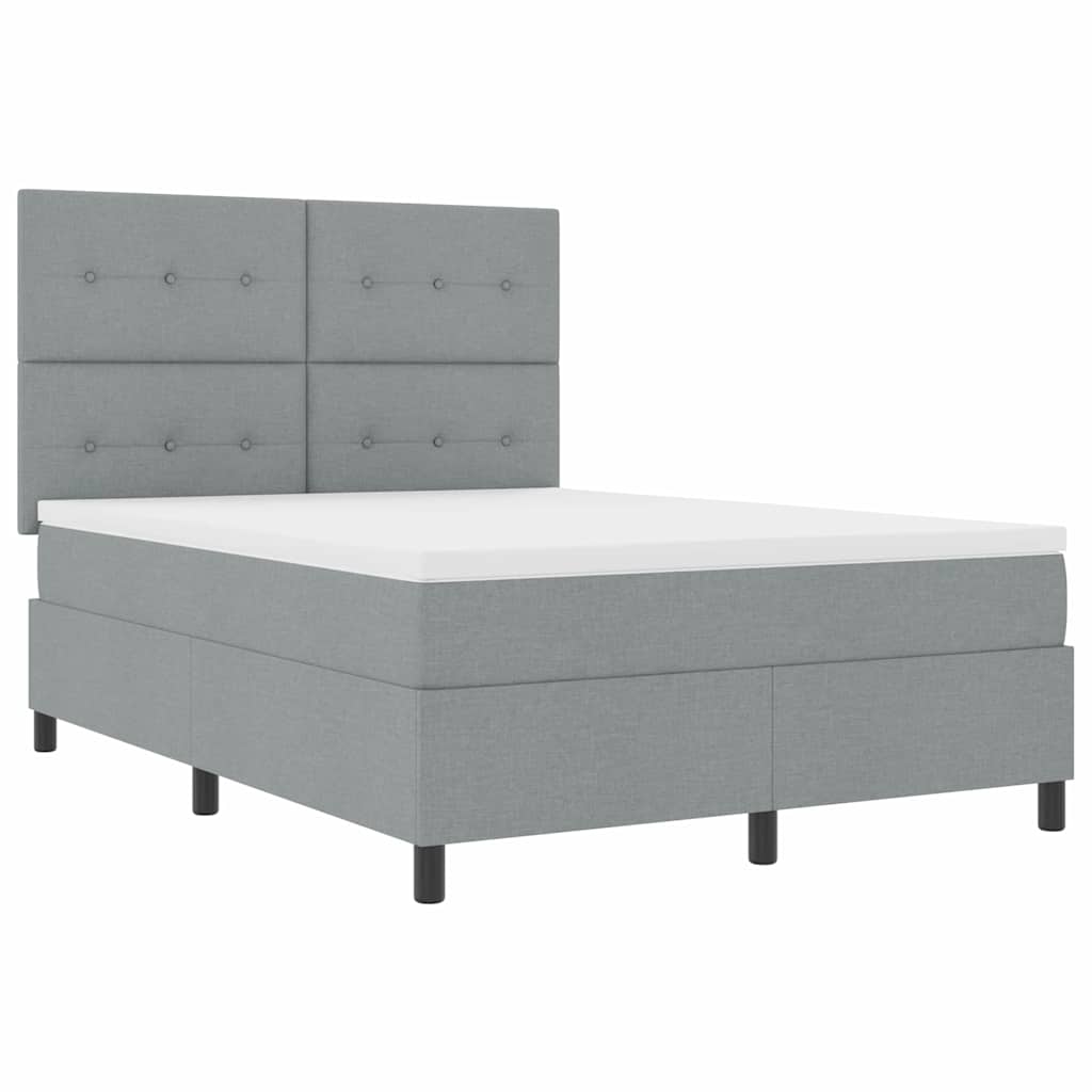 Boxspring bed met matras met LED Lichtgrijs 140 x 200 cm Stof is nu te koop bij PeponiXL, paradijselijk wonen!