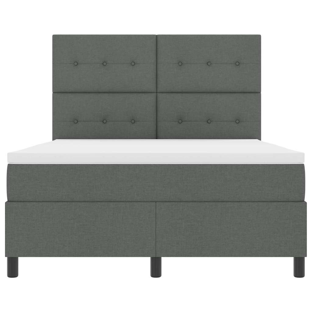 Boxspring bed met matras met LED Donkergrijs 140 x 200 cm Stof is nu te koop bij PeponiXL, paradijselijk wonen!