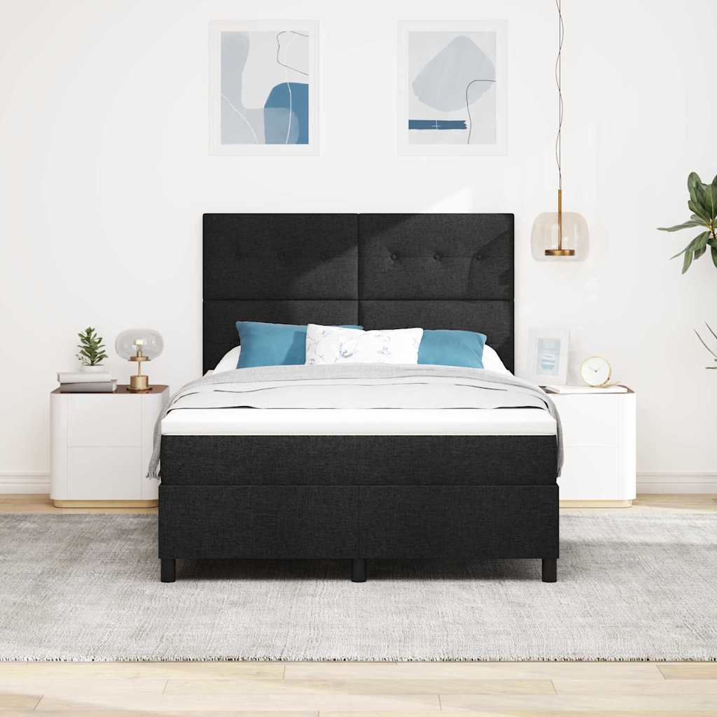 Boxspring bed met matras met LED Zwart 140 x 200 cm Stof is nu te koop bij PeponiXL, paradijselijk wonen!