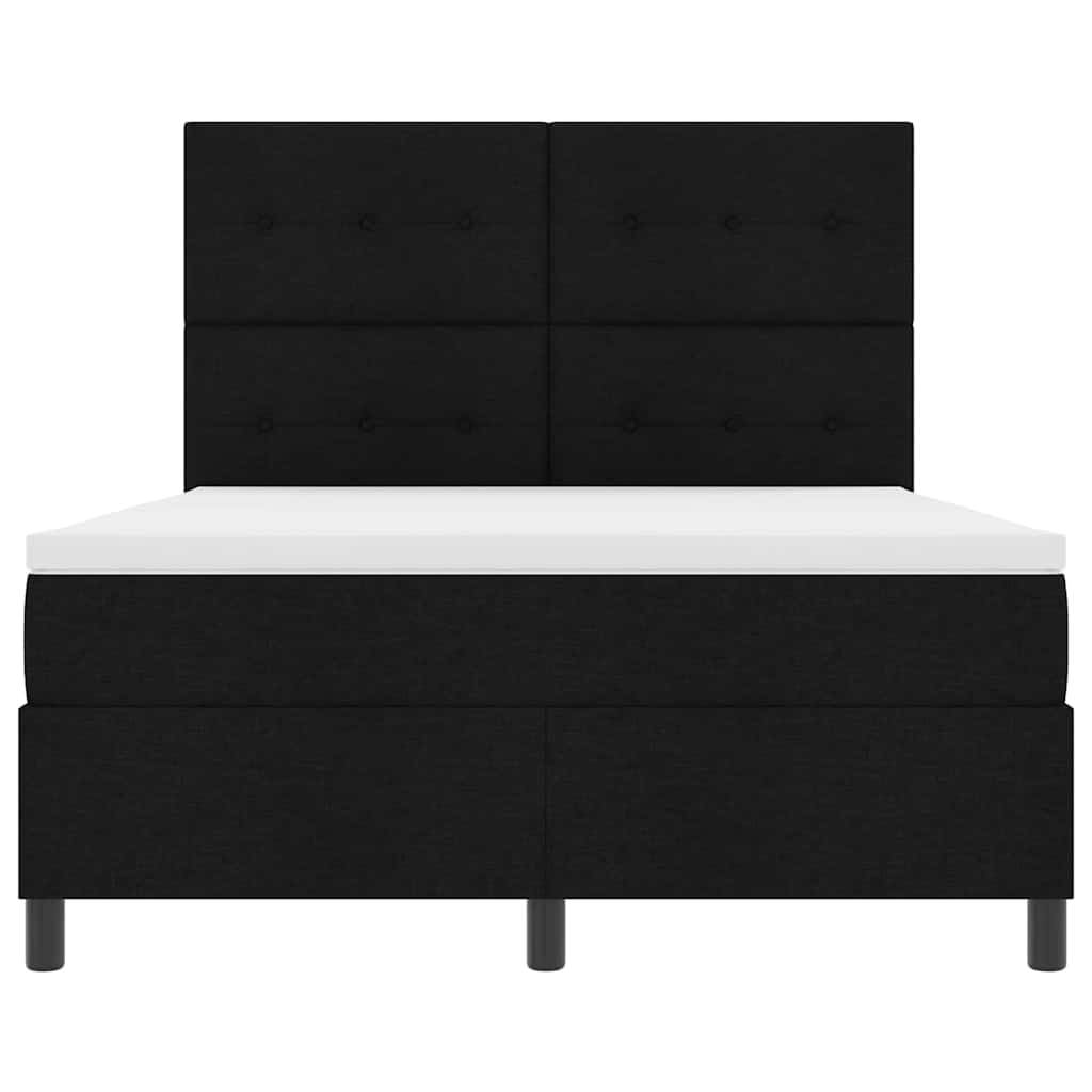 Boxspring bed met matras met LED Zwart 140 x 200 cm Stof is nu te koop bij PeponiXL, paradijselijk wonen!