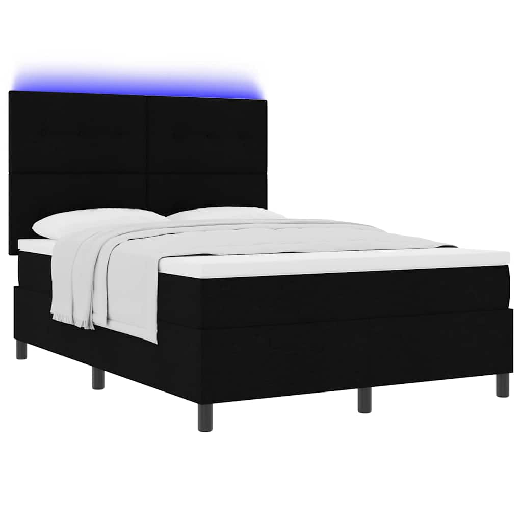 Boxspring bed met matras met LED Zwart 140 x 200 cm Stof is nu te koop bij PeponiXL, paradijselijk wonen!