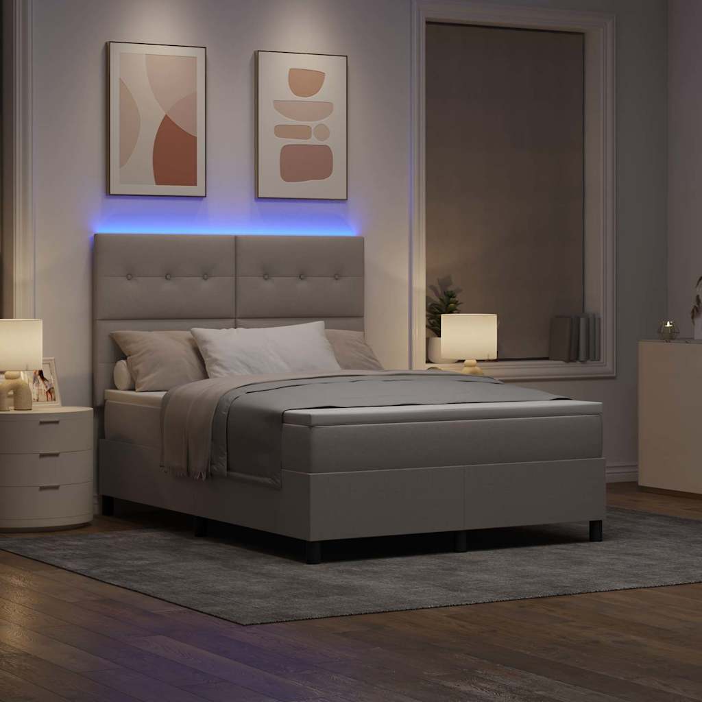 Boxspring bed met matras met LED Taupe 140 x 200 cm Stof is nu te koop bij PeponiXL, paradijselijk wonen!