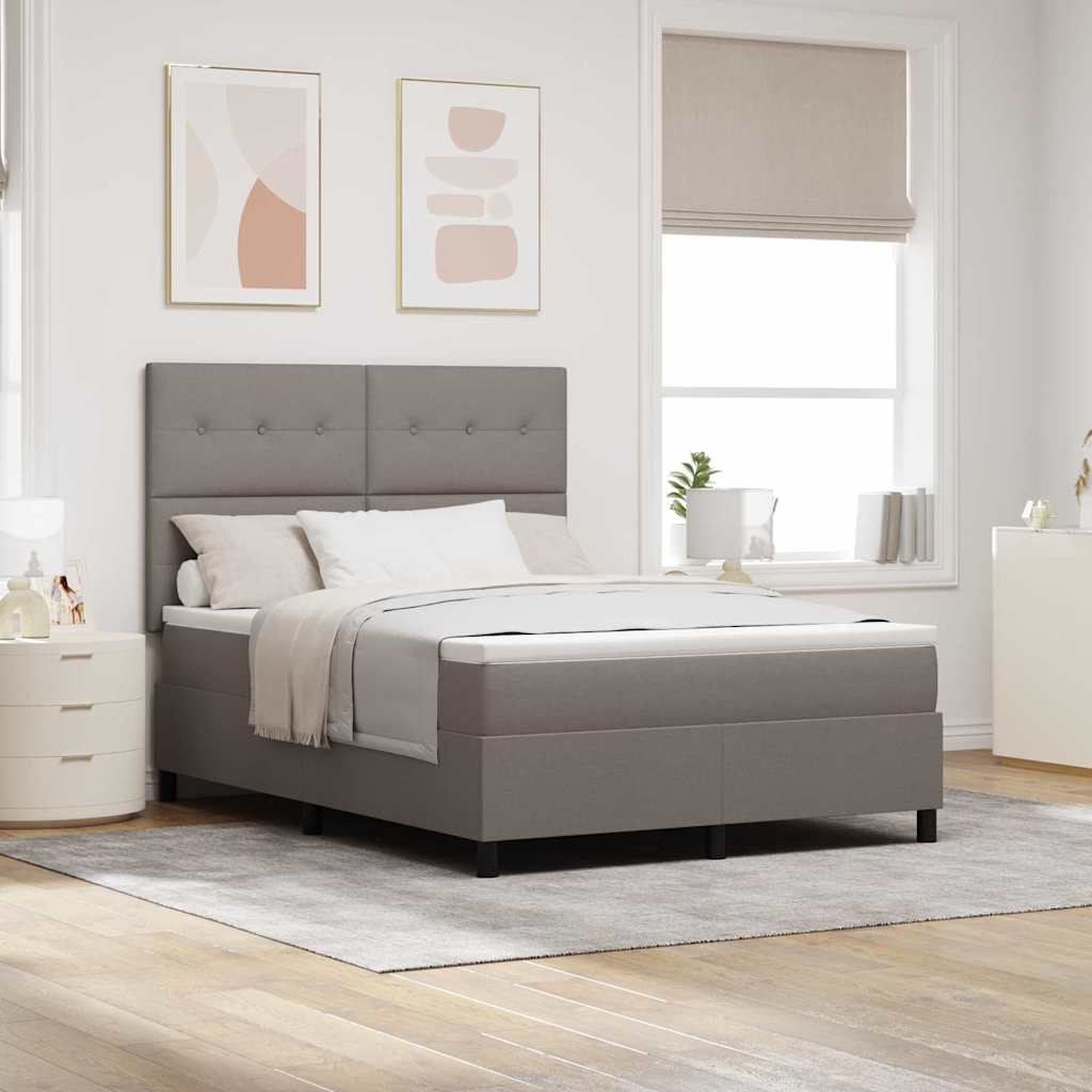 Boxspring bed met matras met LED Taupe 140 x 200 cm Stof is nu te koop bij PeponiXL, paradijselijk wonen!