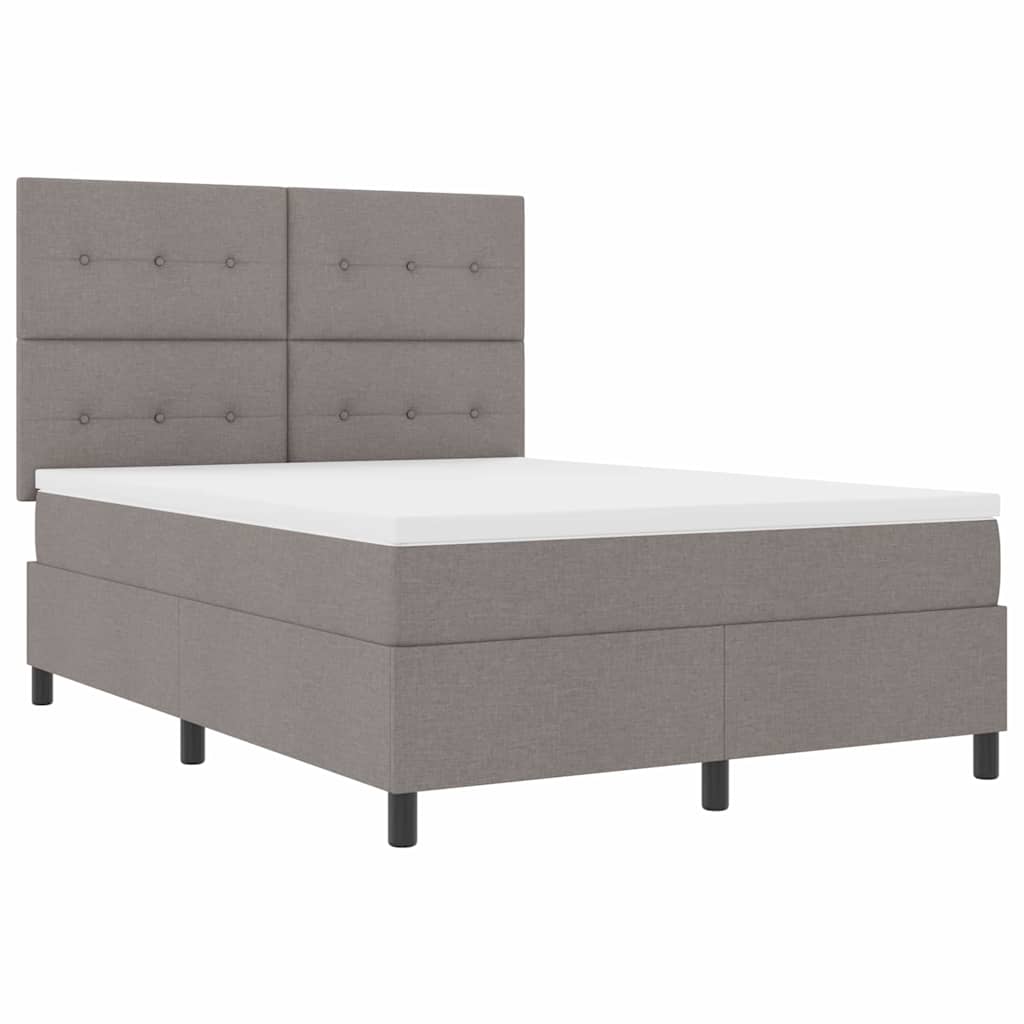 Boxspring bed met matras met LED Taupe 140 x 200 cm Stof is nu te koop bij PeponiXL, paradijselijk wonen!
