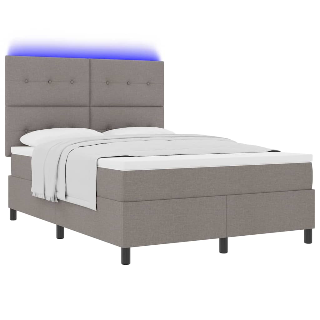 Boxspring bed met matras met LED Taupe 140 x 200 cm Stof is nu te koop bij PeponiXL, paradijselijk wonen!