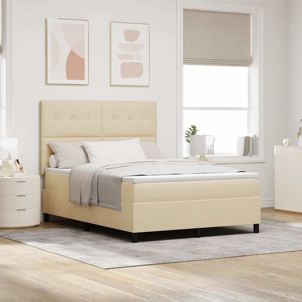 Boxspring bed met matras met LED Crème 140 x 200 cm Stof is nu te koop bij PeponiXL, paradijselijk wonen!