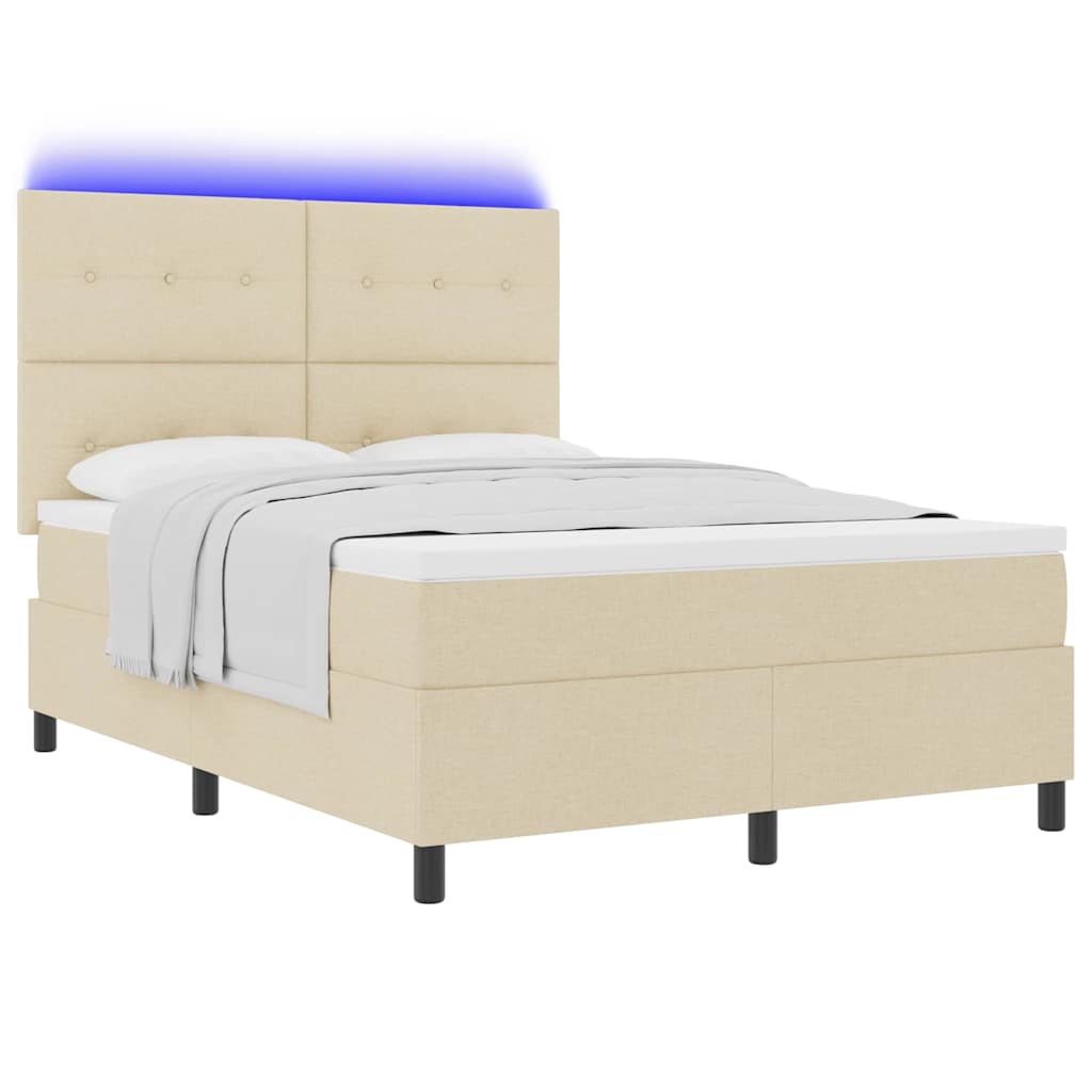 Boxspring bed met matras met LED Crème 140 x 200 cm Stof is nu te koop bij PeponiXL, paradijselijk wonen!