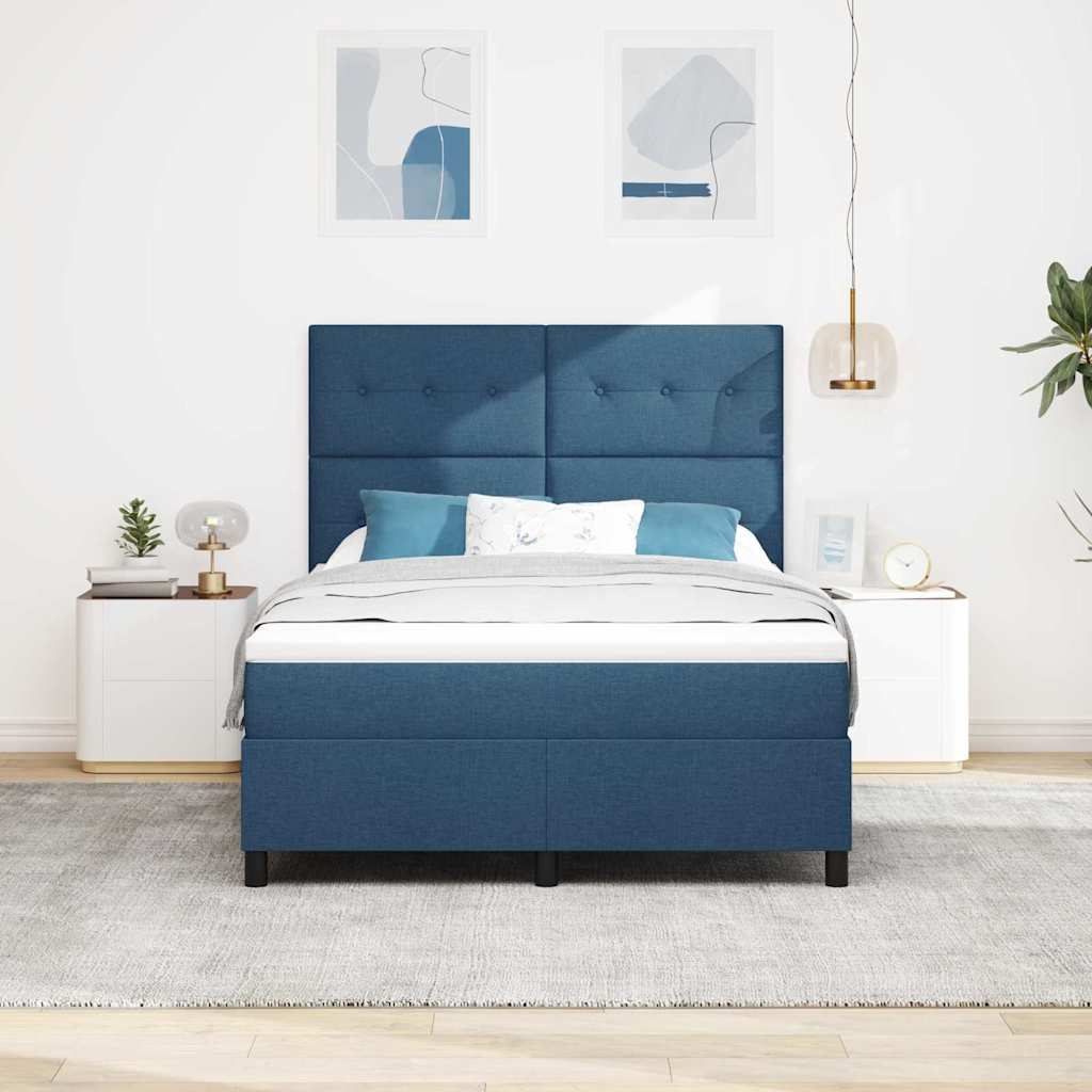 Boxspring bed met matras met LED Blauw 140 x 200 cm Stof is nu te koop bij PeponiXL, paradijselijk wonen!