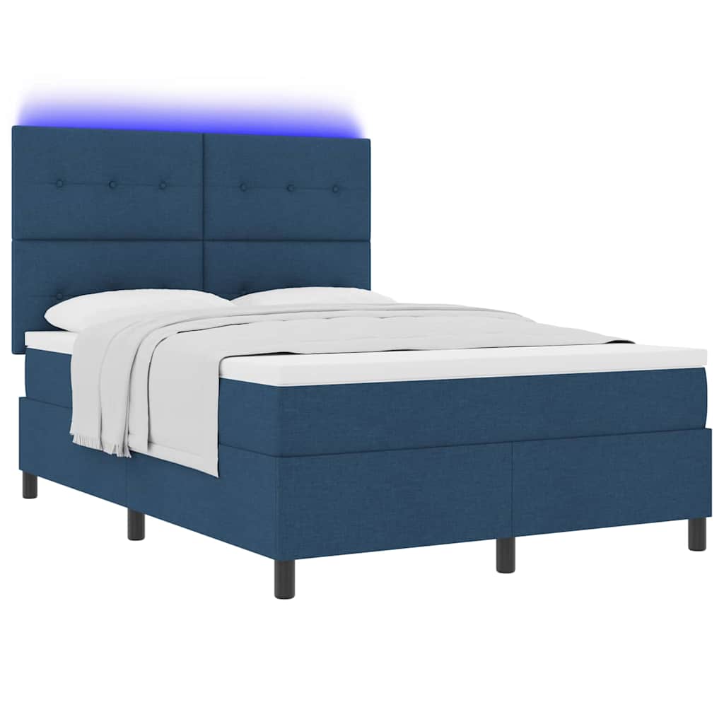 Boxspring bed met matras met LED Blauw 140 x 200 cm Stof is nu te koop bij PeponiXL, paradijselijk wonen!