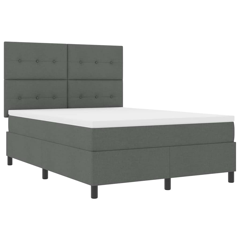 Boxspring bed met matras met LED Donkergrijs 160 x 200 cm Stof is nu te koop bij PeponiXL, paradijselijk wonen!