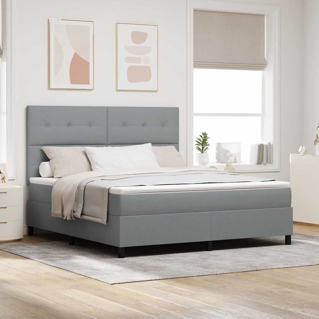 Boxspring bed met matras met LED Lichtgrijs 180 x 200 cm Stof is nu te koop bij PeponiXL, paradijselijk wonen!