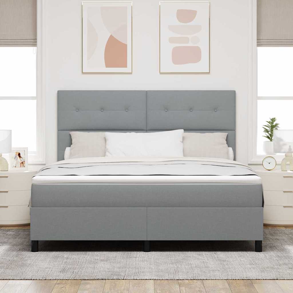 Boxspring bed met matras met LED Lichtgrijs 180 x 200 cm Stof is nu te koop bij PeponiXL, paradijselijk wonen!