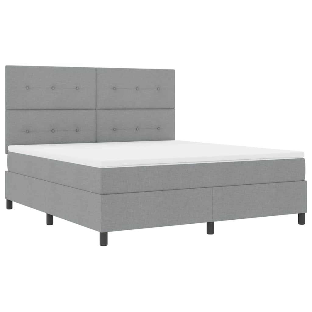 Boxspring bed met matras met LED Lichtgrijs 180 x 200 cm Stof is nu te koop bij PeponiXL, paradijselijk wonen!