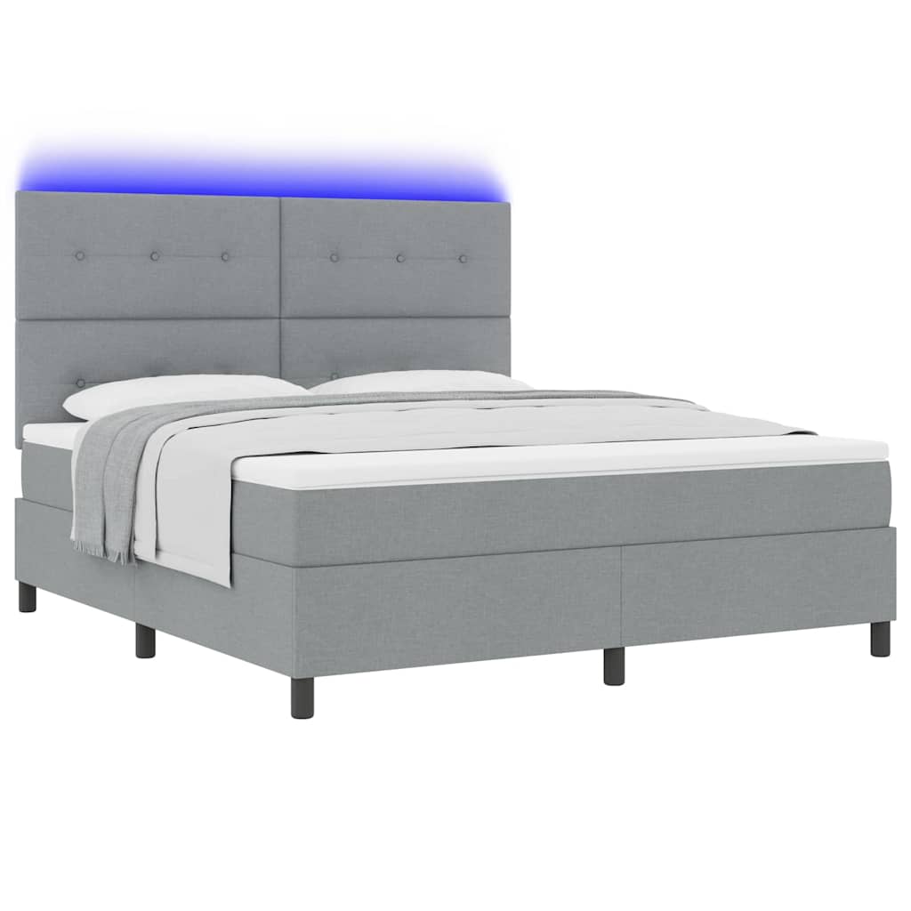 Boxspring bed met matras met LED Lichtgrijs 180 x 200 cm Stof is nu te koop bij PeponiXL, paradijselijk wonen!
