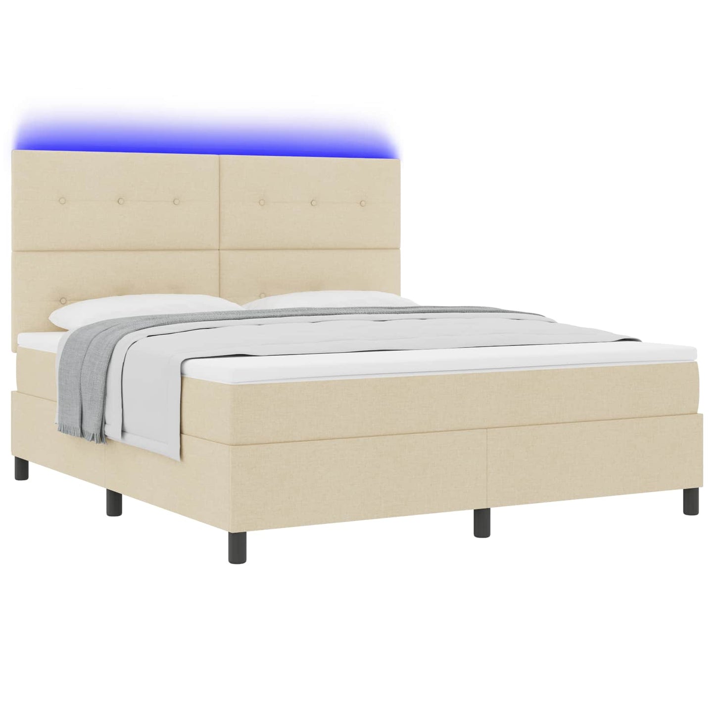 Boxspring bed met matras met LED Crème 180 x 200 cm Stof is nu te koop bij PeponiXL, paradijselijk wonen!