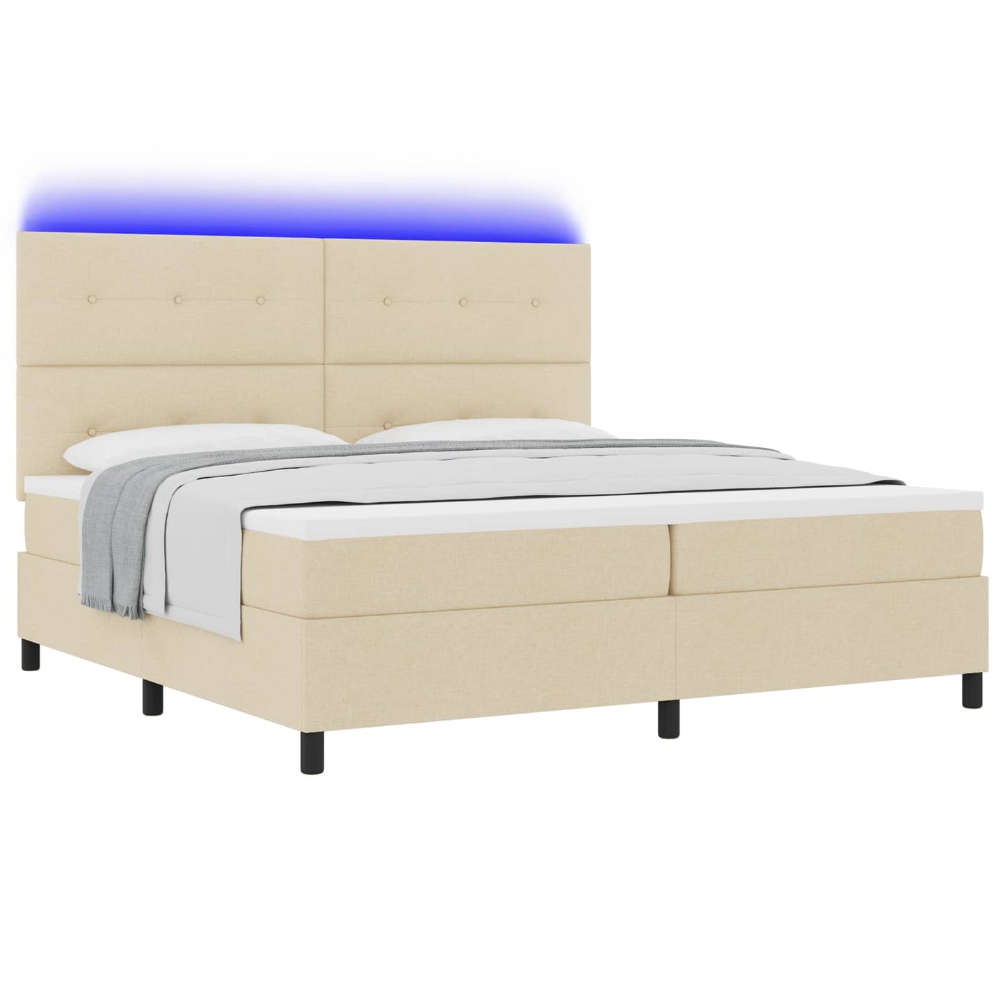 Boxspring bed met matras met LED Crème 200 x 200 cm Stof is nu te koop bij PeponiXL, paradijselijk wonen!