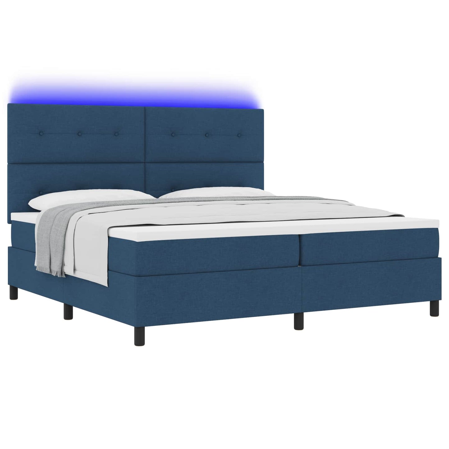 Boxspring bed met matras met LED Blauw 200 x 200 cm Stof is nu te koop bij PeponiXL, paradijselijk wonen!
