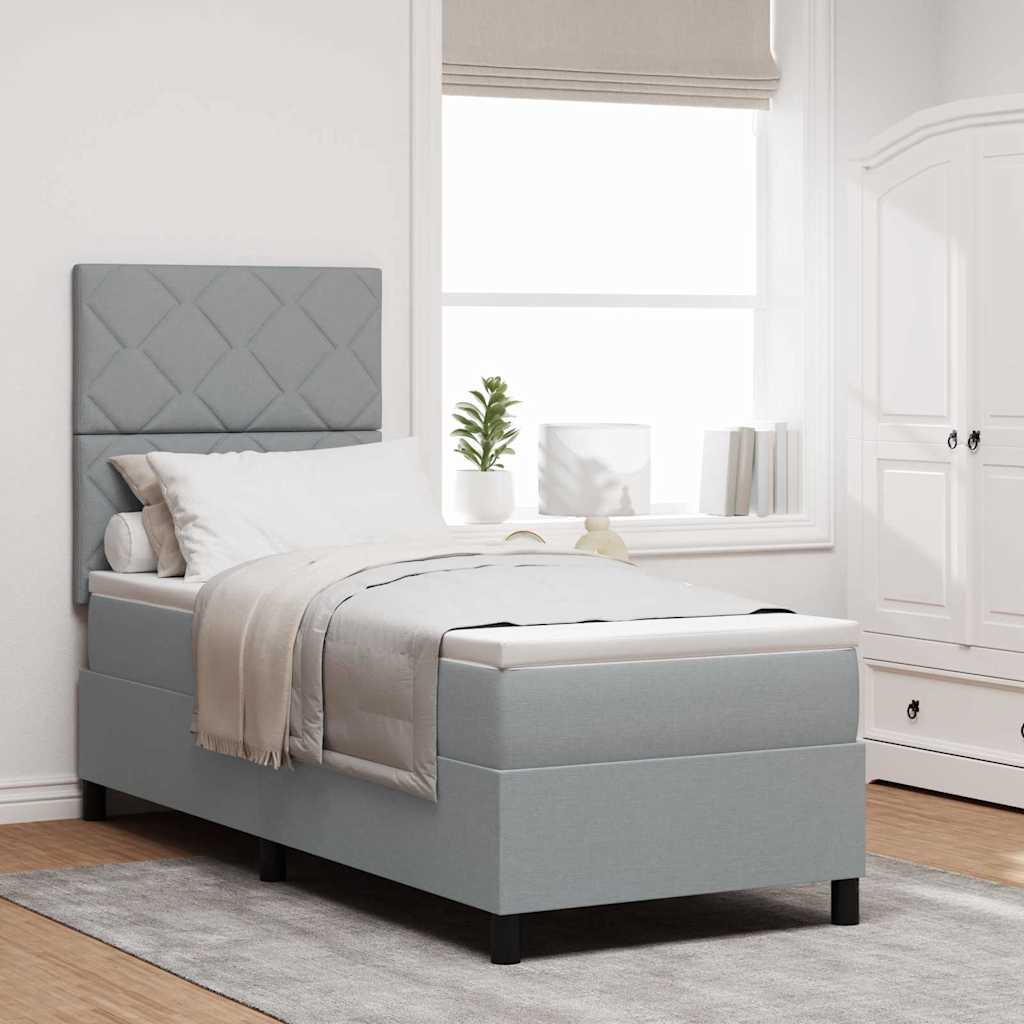 Boxspring bed met matras met LED Lichtgrijs 80 x 200 cm Stof is nu te koop bij PeponiXL, paradijselijk wonen!